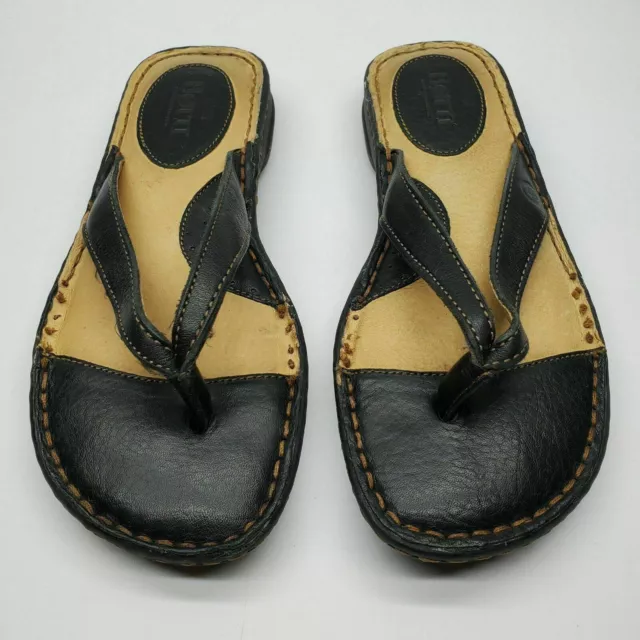 Born Women's Sandals Size US 7 EUR 38 Black / Yellow Thong Flip Flops