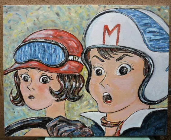 SPEED RACER & THE MACH 5 ORIGINAL COMIC ART COLOR SKETCH 2 ON CARD STOCK