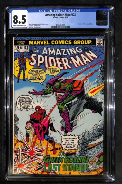 Amazing Spider-Man #122 CGC 8.5 - Death of Green Goblin Marvel 1973 (DW) 16 Key