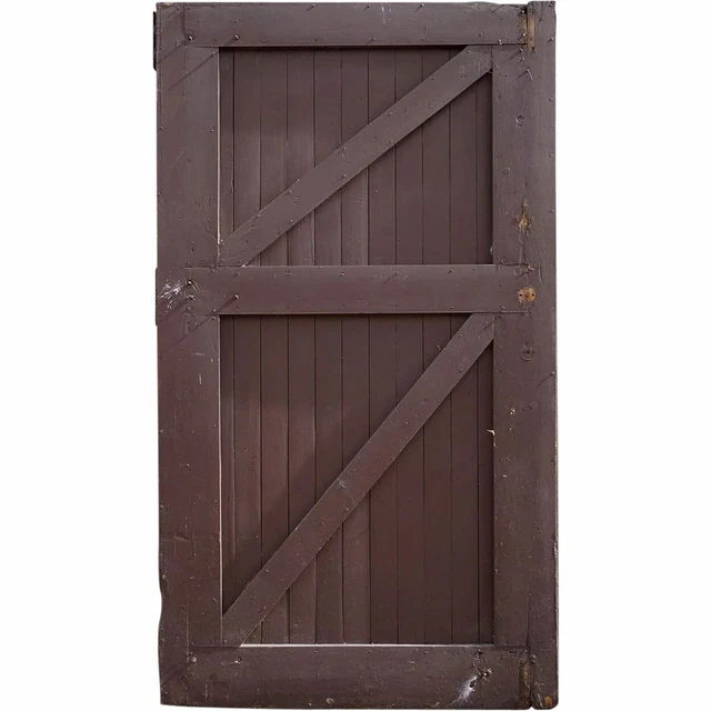 Vintage American Tudor Style Painted Solid Pine Barn Door c. 1920