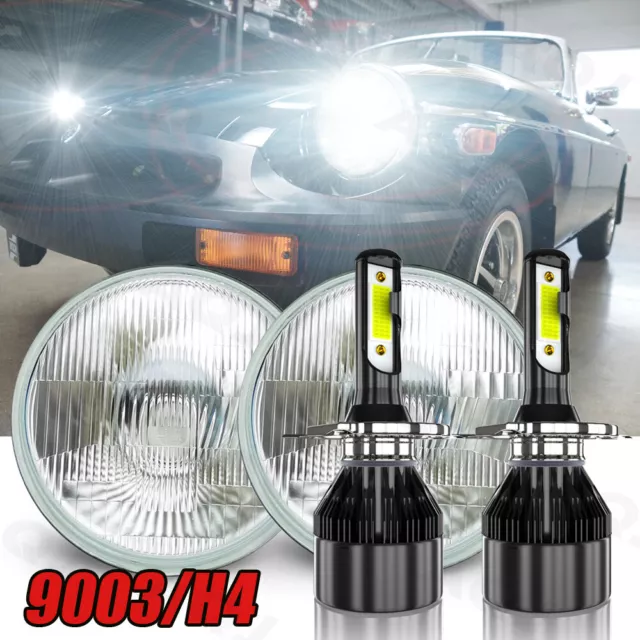 For MG MGB 1969-1981 Pair DOT 7 inch Round LED Headlights High Low Beam