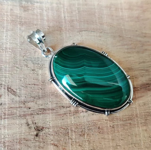 Natural Malachite Gemstone 925 Sterling Silver Wonderful Designer Pendent SR1245