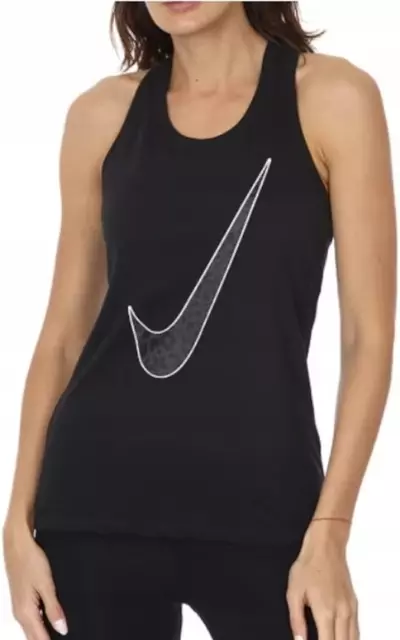 Nike Women's Dri-FIT One Logo Animal Print Tank, Black, S