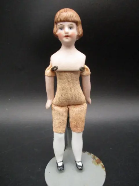 4.5" Miniature Antique German Bisque Dollhouse Doll #483 11/0 Art Deco Girl