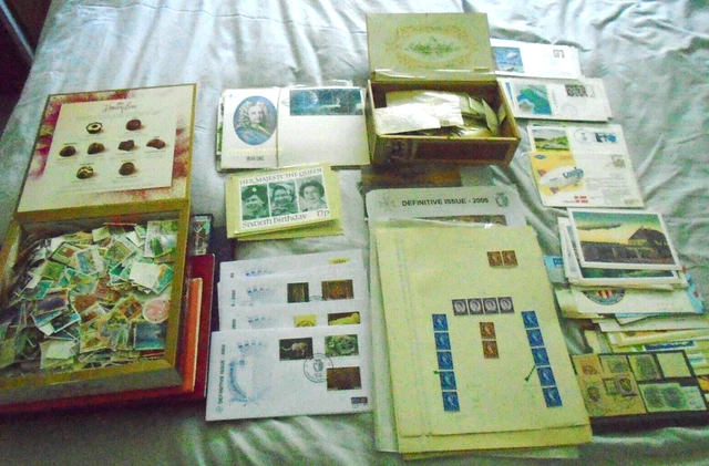 Glory Box stamp collection, loose off paper stamps, FDC, PHQ's etc