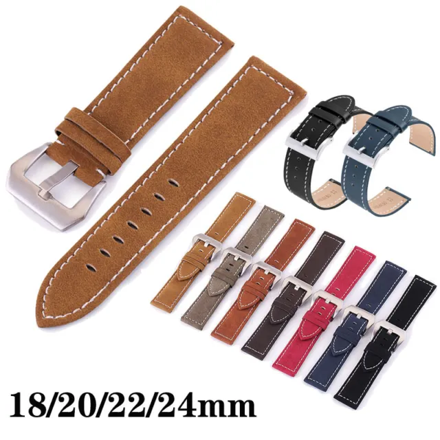 18 20 22 24 mm Leder Uhrenarmband Ersatz Universal Armbanduhr Smartwatch Band
