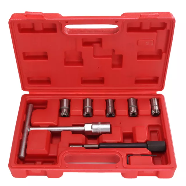 7PC Professional Injector Seat Cleaner Tool Set Carbon Remover Steel Red