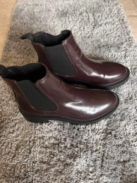 Steve Madden Burgundy Ottis Patent Leather Rain Boots/Booties 7.5