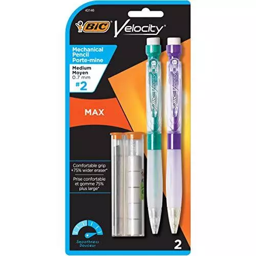 BIC Velocity Max Mechanical Pencil Medium Point 0.7mm 2-Count Black