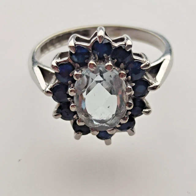 Bague Femme Argent 925 Et Or 24ct - Sertie D'un Saphir Rose Et Pierres Précieuses - Taille 48/49 Neuve