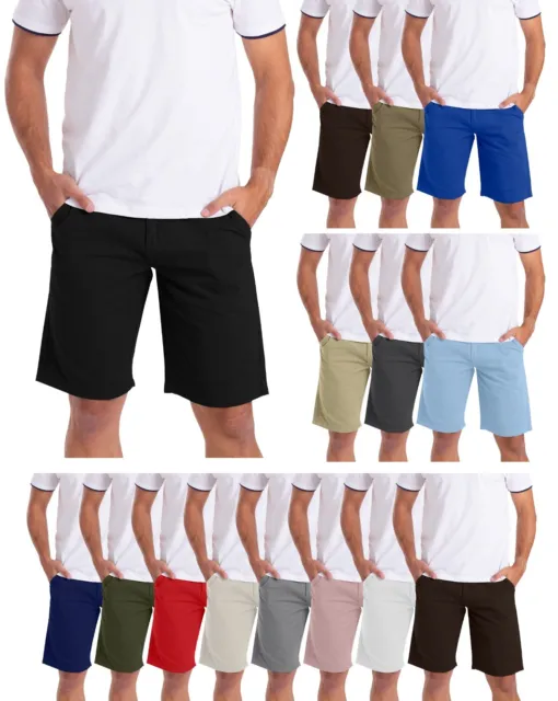 Mens Chino Shorts Stretch Slim Fit 100% Cotton Casual Summer Beach Half Pants