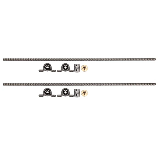 2 Set T8 8mm 500mm Threaded Rod with Nut Standing Bearing Mounted CNC Set for O1C3