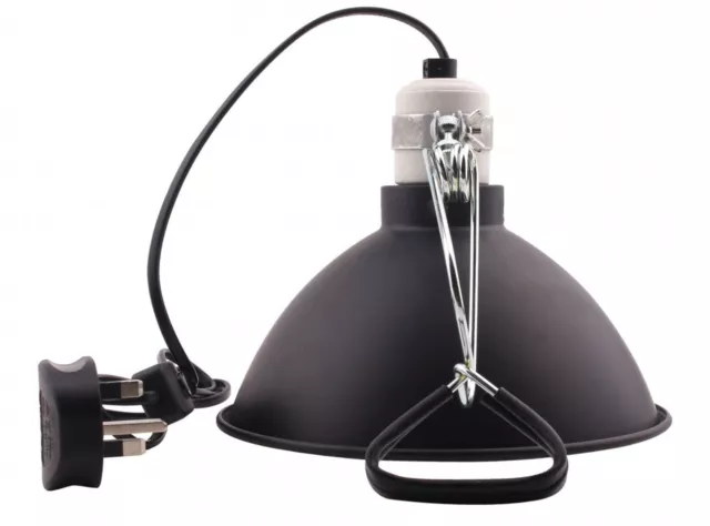 AIICIOO Reptile Bulb Holder with Clamp 8.5 Inches Terrarium Lamp Reflector (BLK)