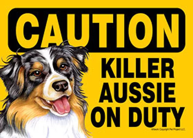 Killer Australian Shepherd On Duty Dog Sign Magnet Hook & Loop Fastener 5x7