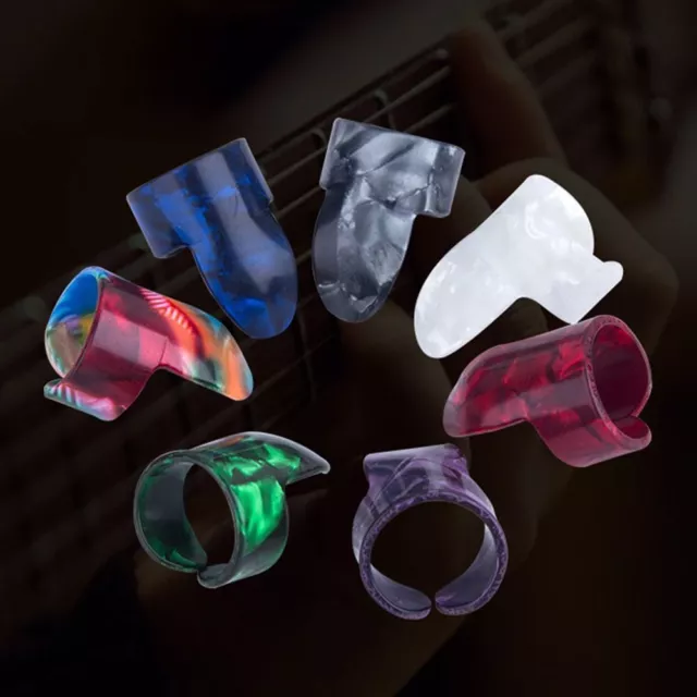 Set Thumb Finger Picks Plastic Plectrums Celluloid Fingerpicks Guitar Picks