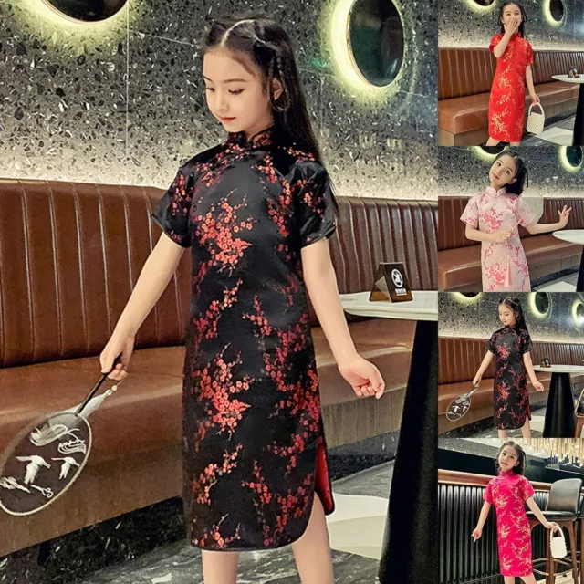 Bambine Cinese Ttang Abito Anno Nuovo Cheongsam Qipao Cinese Vestito