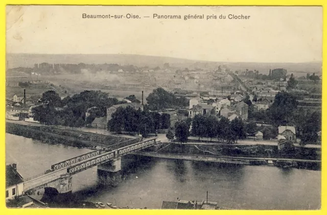 cpa 95 - BEAUMONT sur OISE Superb General Panorama circa 1910 taken from the BELL TOWER