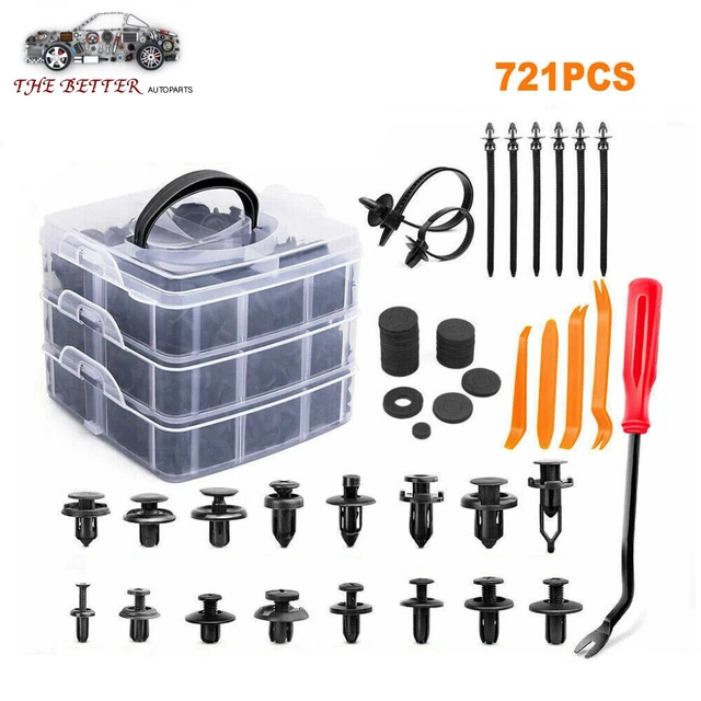 721Pcs Car Retainer Clips Auto Fasteners Push Trim Clips Pin Rivet Bumper Kit