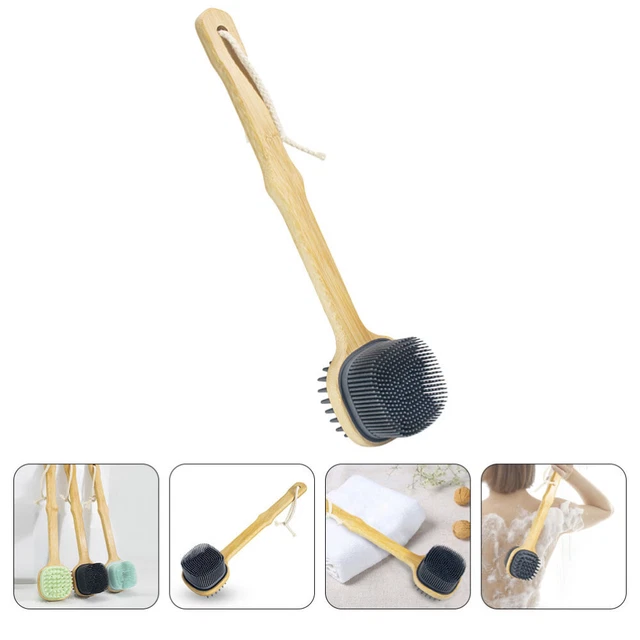 Cepillo de baño de mango cepillo exfoliante de baño flexible fregador posterior de silicona