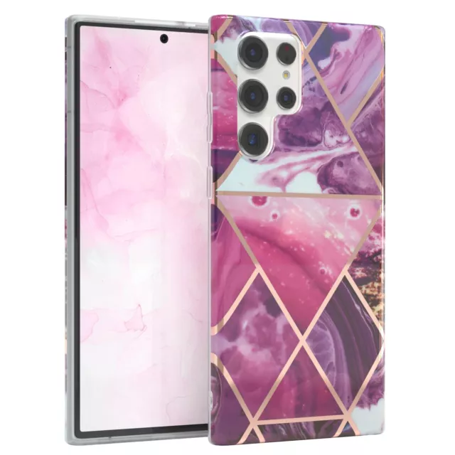 Pour Samsung Galaxy S22 Ultra 5G Imd Housse Portable Étui Coque Marbre Baie