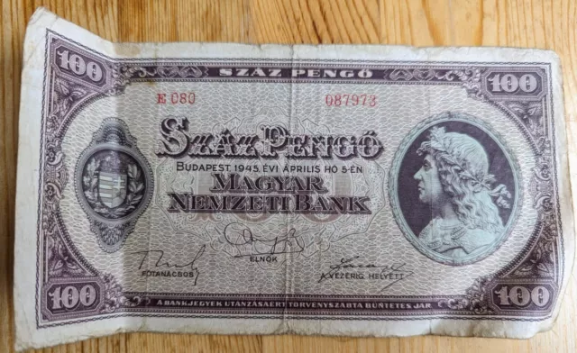 szaz pengo 1945 (old Hungarian bank note)