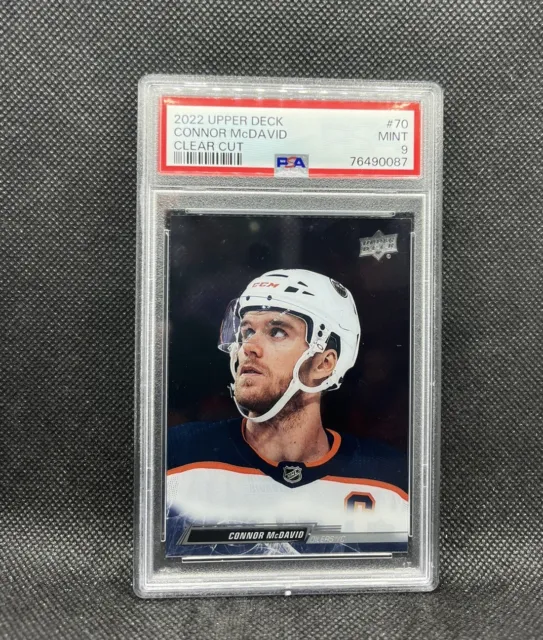 Connor McDavid 2022-23 Upper Deck Series 1 NHL Hockey #70 Card PSA 9 CLEAR CUT