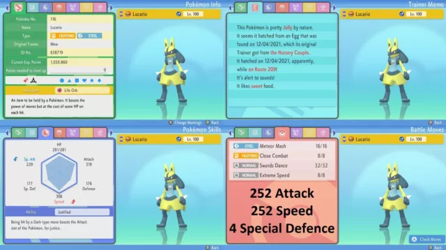 Pokemon Scarlet and Violet Shiny Lucario 6IV-EV Trained