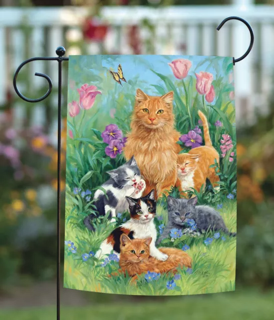 Toland Meadow Cats 12x18 Spring Summer Flower Floral Kitty Garden Flag