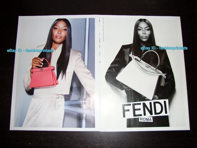 FENDI Bags 2-Page PRINT AD 2023 NAOMI CAMPBELL 'In Love With My Peekaboo'
