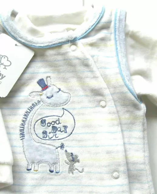 Nicki Strampler Gr.68 Baby Club NEU Stick Giraffe weiß blau shirt set velour 2