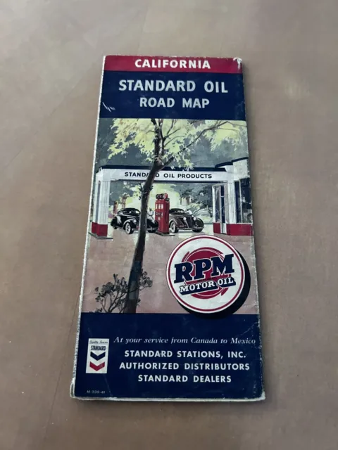 1941 Standard Oil Of California Road Map RPM Gas 31-1/2”x18”