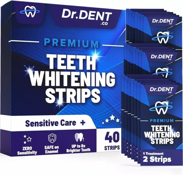 DrDent Premium Teeth Whitening Strips - 20 Sessions Non-Sensitive...