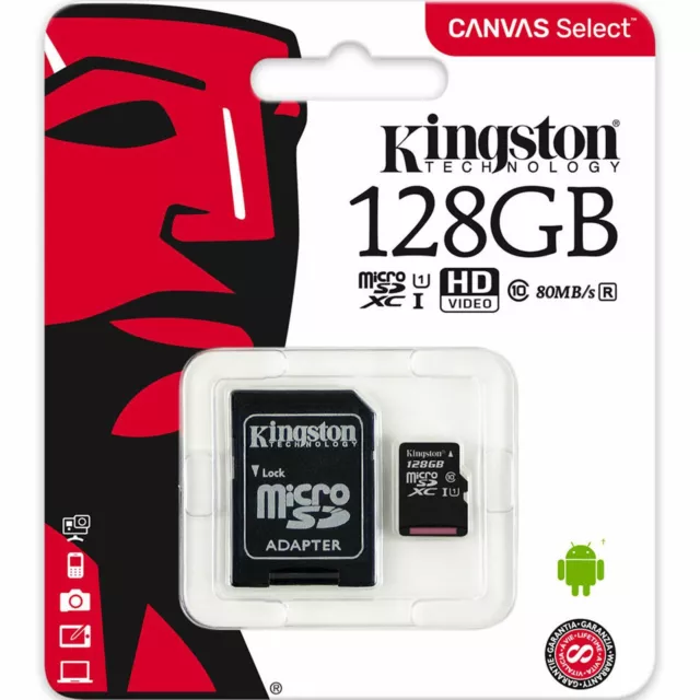 Carte mémoire SD Micro SD 32 64 128 Go Class 10 TF Flash SDHC Téléphone Kingston