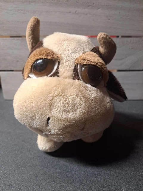 Russ Berrie Li'L Peepers Marlow Cow Plush Toy Stuffed Animal Brown Tan Big Eyes