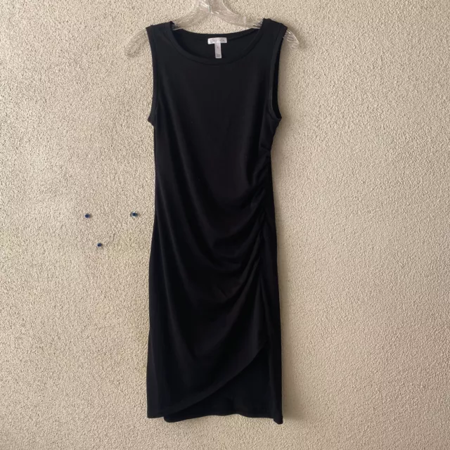 Leith Womens Dress Black Sleeveless Ruched Bodycon Shirt Tank Casual Size Small