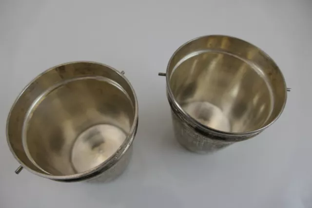 Fine Pair Persian Solid Silver Sugar Cream Pails  Islamic Middle East 2