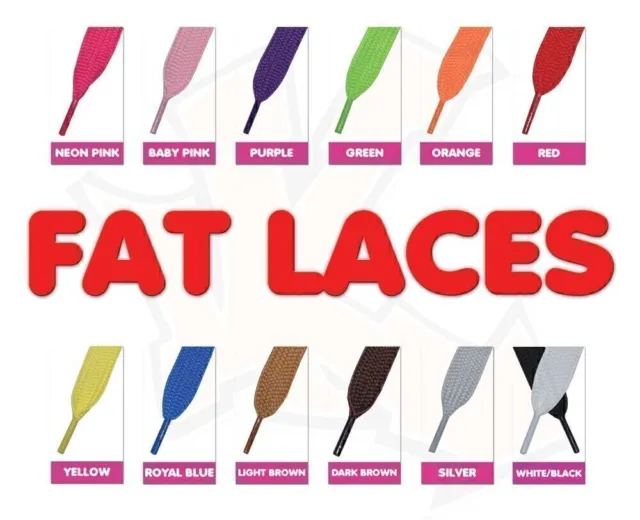 Super Fat Shoelaces Colour Replacement Laces Trainers Skate Shoe Skater 20mm