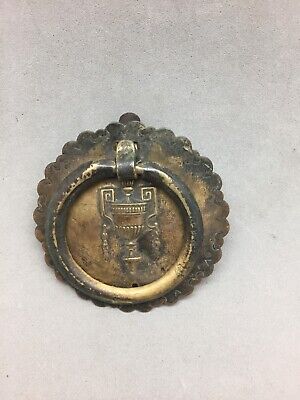 Salvaged Antique Hardware Drawer Door Cabinet Ring Pull Handle Brass 2 3/8" Urn