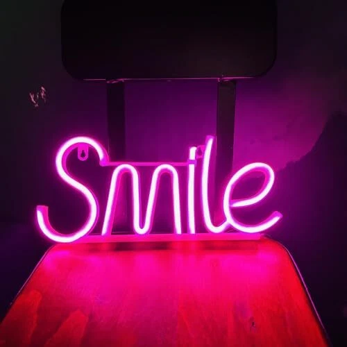 Smile Neon Sign, Christmas Neon Signs for Wall Decor Smile Neon Smile-pink
