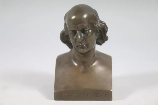 Büste Pierre Jean de Béranger (1780-1857) Bronze Figur signiert 19.Jhd (GE182)