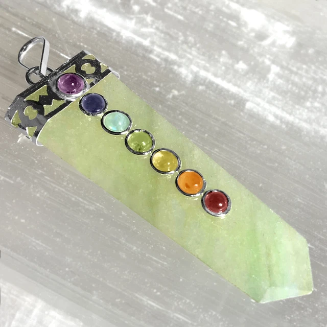 Green Aventurine 7 Chakra Crystal Pendant Necklace HANDMADE Heal Stone CHARGED