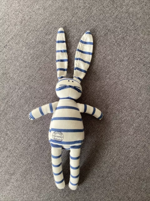 O/ Doudou peluche lapin petit bateau blanc rayé bleu les rayés