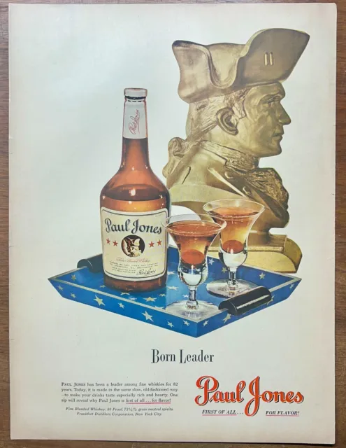 1948 Paul Jones Blended Whiskey Print Ad Flavor Comes First Frankfurt Distillers