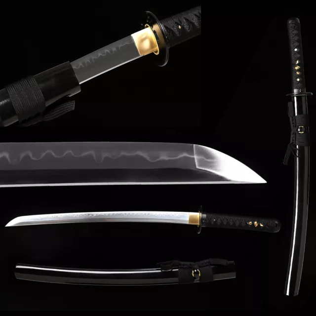 30'' Japanese Sword Wakizashi Real Hamon Clay Tempered Folded Steel Very Sharp