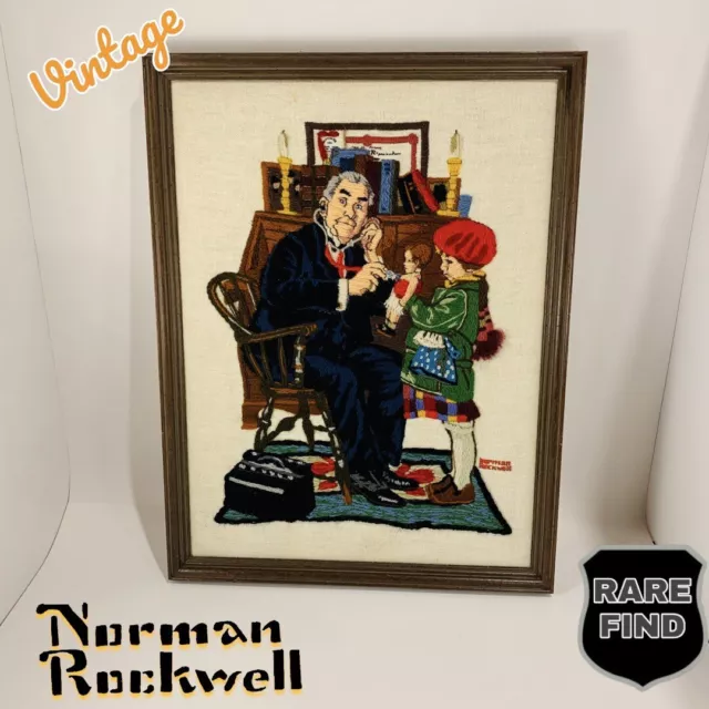 Vintage Dimensions 1981 Norman Rockwell Doctor Doll Crewel Embroidery.