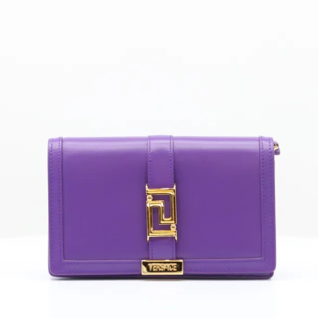 Versace Greca Goddess Mini Bag Womens Purple Leather Chain Strap Rrp £1110 2
