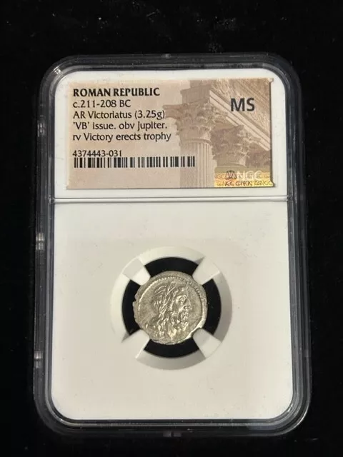 RARE Roman Republic AR Victoriatus Silver Coin 211-208 BC. NGC MS