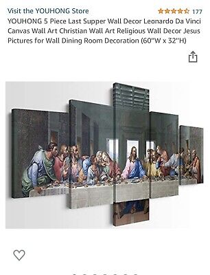 The Last Supper Leonardo Da Vinci Jesus Apostles 5 Panel Canvas Print Wall Art