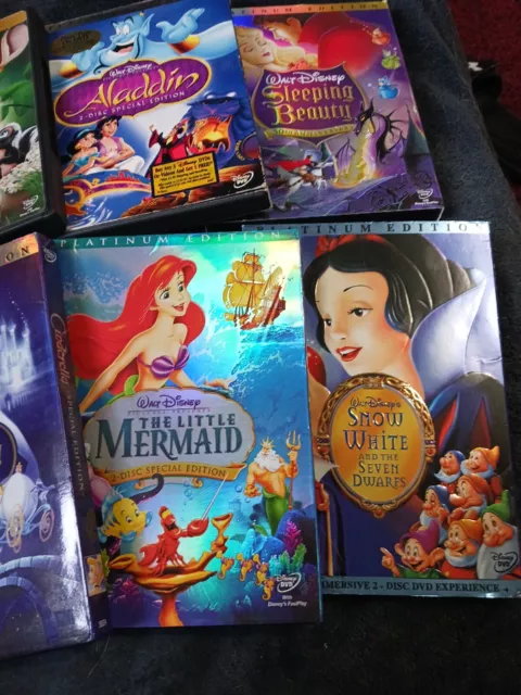 Disney DVD Lot. Snow White,Little Mermaid, Aladdin,Bambi,Cinderella, Sleeping... 2