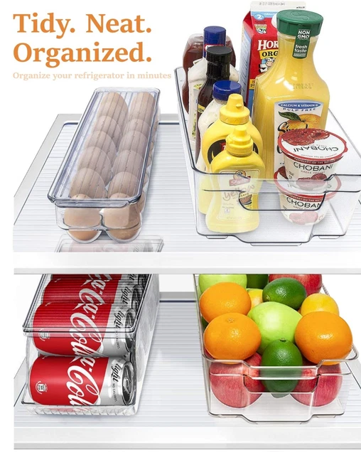ALL IN 1 Refrigerator Organizer Bins Set, Fridge Pantry Clear Stackable